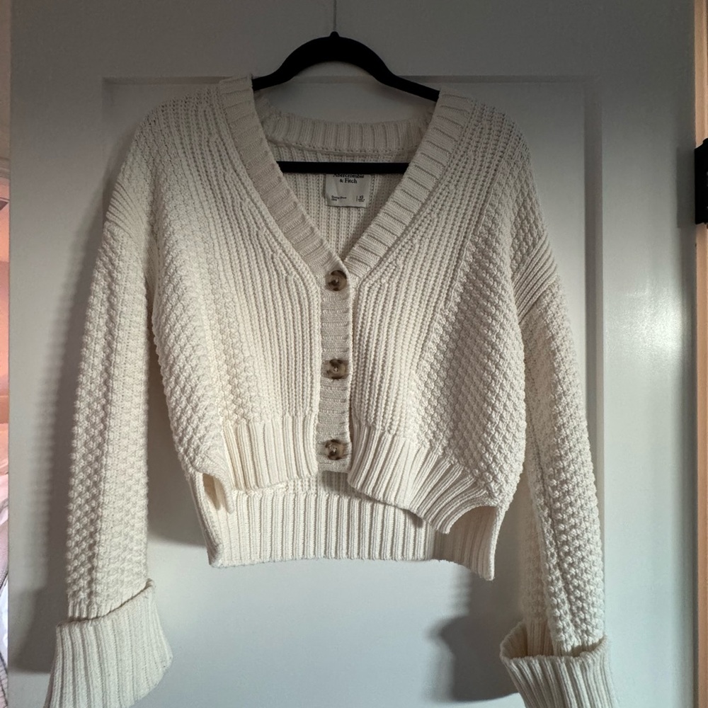 Abercrombie & Fitch Off-White Textured Cardigan